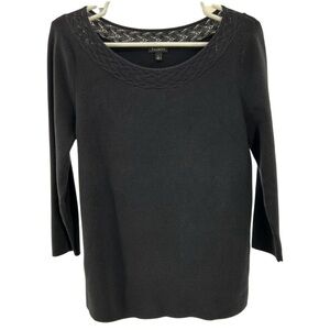 Talbots black large modal blend sweater neck detail casual fall winter